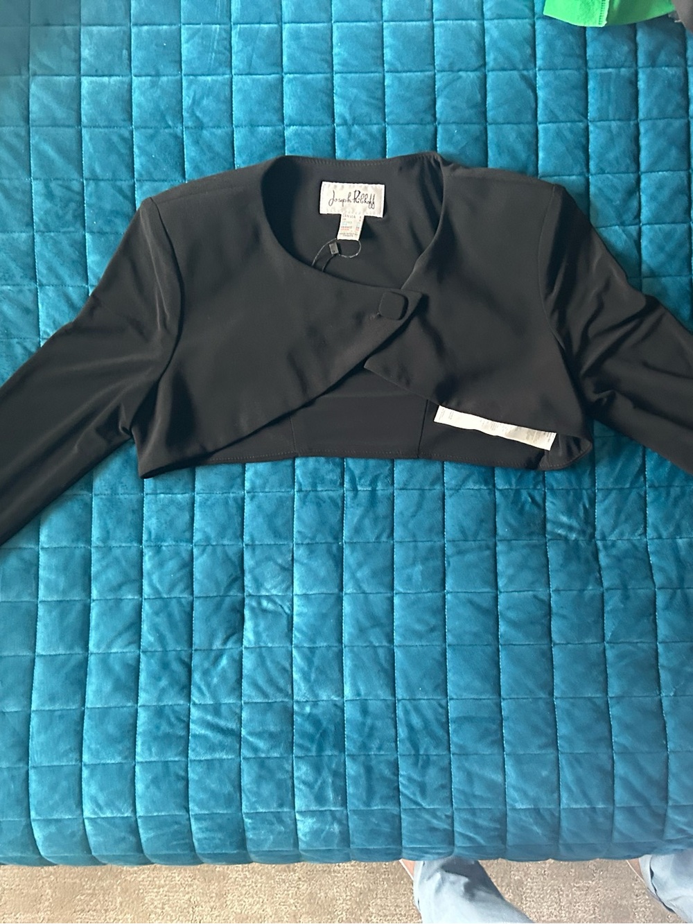 Joseph Ribkoff Black Cropped Bolero with Single Tab Closure